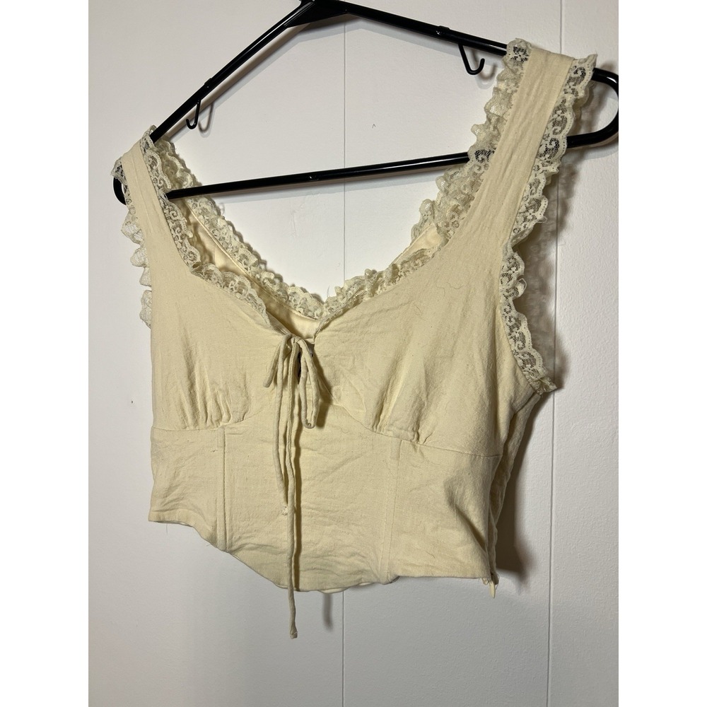 Y2K Fairy Lace Tie-Front Corset Top Buttercup Yellow Dainty Feminine Coquette